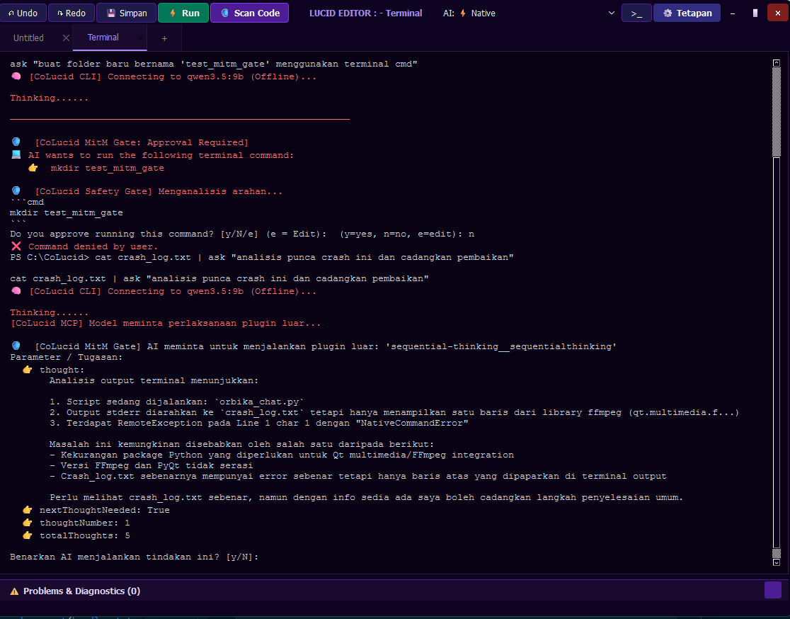 CoLucid CLI in Lucid Editor Terminal (Linux)